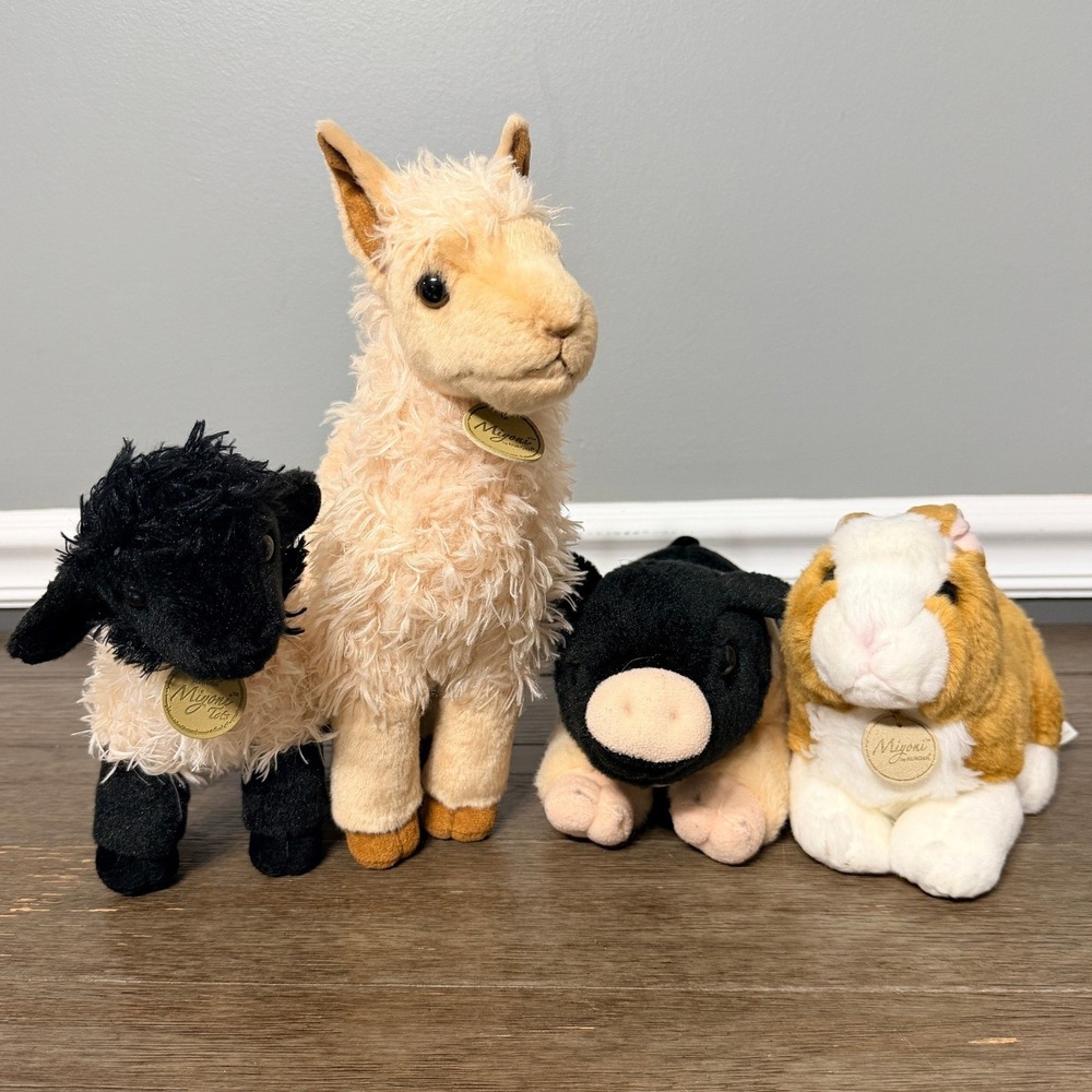 Aurora Miyoni Llama, Lamb, Pig and Bunny Farm Plush Lot